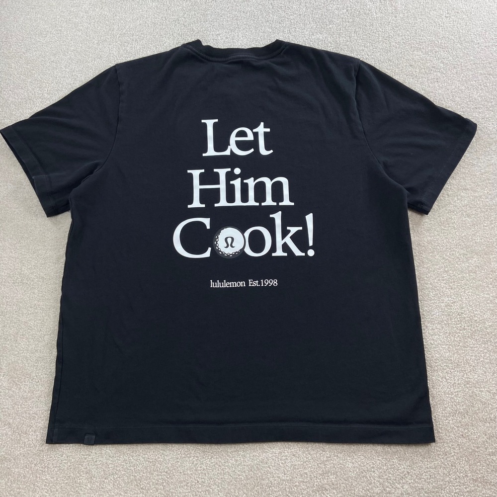 Lululemon Min Woo Lee Let Him Cook Golf T-Shirt Mens XXL Black Graphic Tee